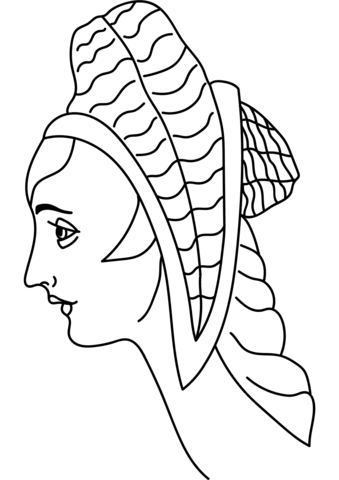 Summer Headdress Of A German Girl Of Rank Coloring Page